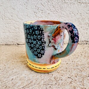 Butterfly Mug, Pastel Shade, Gift for Sister in Law, Unicorn Vibes, Gold Bug, Handmade Ceramic, Made in Italy, Artistic Coffee Cup
