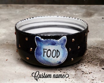 Personalized bowl, Pet feeder, Ceramic cat bowl, Cat dish, Custom bowl, Animal feeder, Personalized puppy gifts, Cat name, Made in Italy