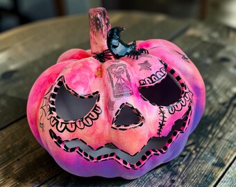 Jack O Lantern, Pumpkin Lantern, Tealight Holder, Ceramic Pumpkin, Halloween Lights, Fall Table Decor, Glow in the Dark
