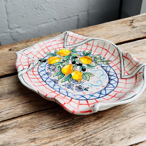 Meat and Cheese Platter, Table Centerpiece, Amalfi Lemons, Food Serving Tray, Made in Italy, Italian Seasoning, Tuscan Decor