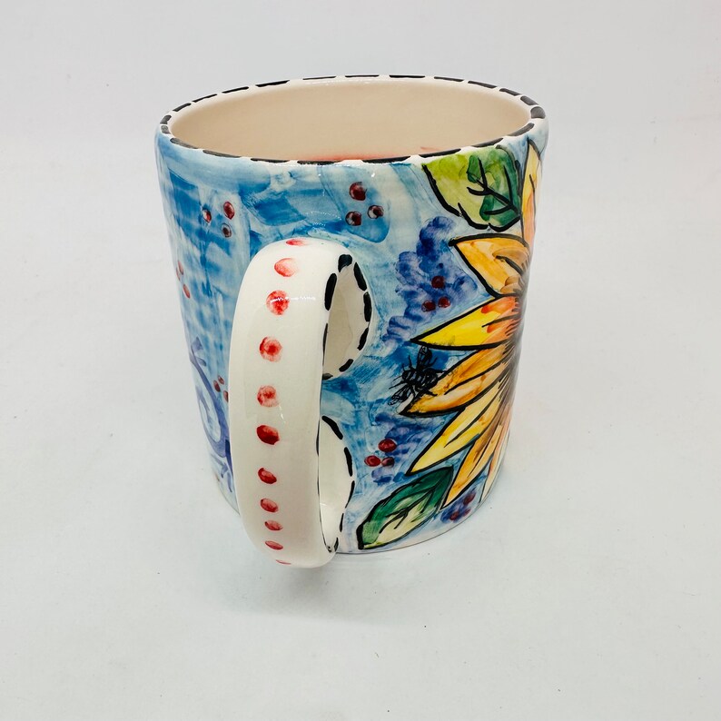 Sunflower Cup, Handmade Mug, Flower Pot, Floral Mug, Florist Gift, Made in italy, Espresso Cups, Tuscan Style, Gift for Coffee Lovers