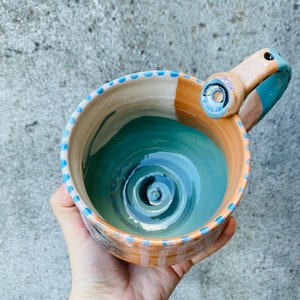 Full Moon Mug, Witch Cauldron, Witches Brew Mug, Made in Italy, Galaxy Themed, Cappuccino Cup, Astronomy Gift, Handmade Pottery