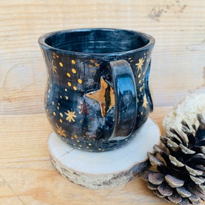 Moon mug, Witches brew mug, Half moon, Witch cauldron, Handmade ceramics, Made in Italy, Astronomy gift, Galaxy cup, Star cup, Artistic cup image 8