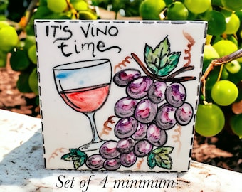 Wine Coaster Made in Italy, Coaster Set for Italy Wedding, Handmade Ceramic for Wine Lover Gift or Wedding Favor for Guest