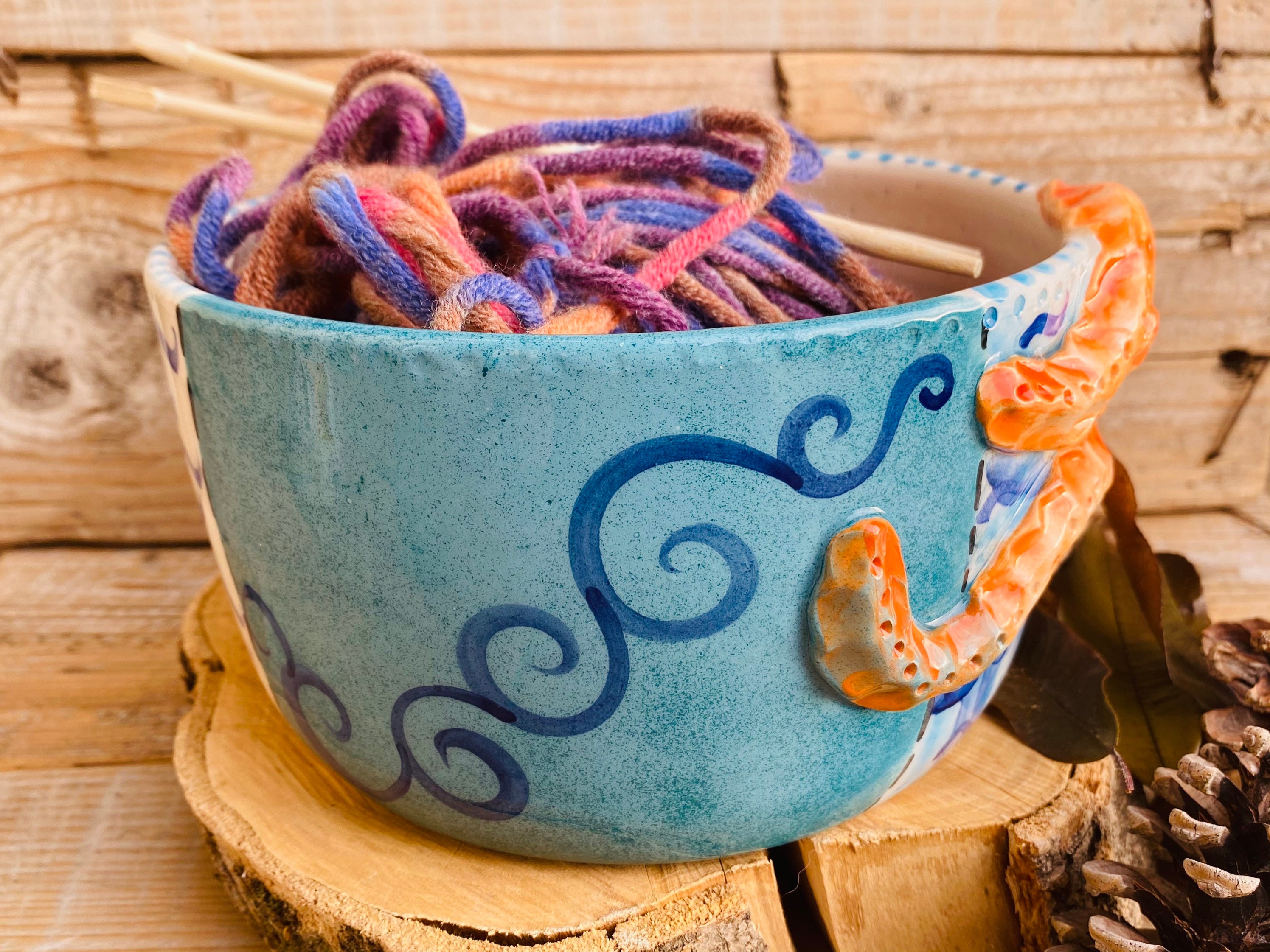 Ceramic yarn bowl octopus yarn bowl pottery yarn bowl Etsy