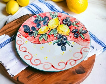 Service de table design, Fruits, Fabriqué en Italie, Cadeau pour gourmets, Assiette faite main, Ensemble d'assiettes, Style toscan, Ensemble de vaisselle de cuisine, Convient aux aliments