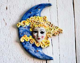 Venetian mask, Moon mask, Venice carnival, Half moon, Masquerade mask, Crescent moon, Venetian carnival, Witch decor, Made in Italy