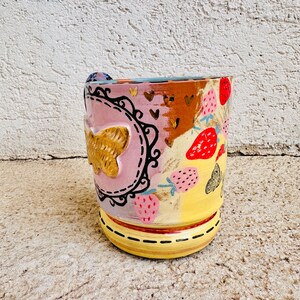 Butterfly Mug, Pastel Shade, Gift for Sister in Law, Unicorn Vibes, Gold Bug, Handmade Ceramic, Made in Italy, Artistic Coffee Cup