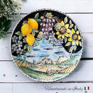 Italian ceramic Large Salad Bowl Made in Italy Tuscany, Table Centerpiece as Fruit Bowl for Newly Married Gifs, Decorative Platter