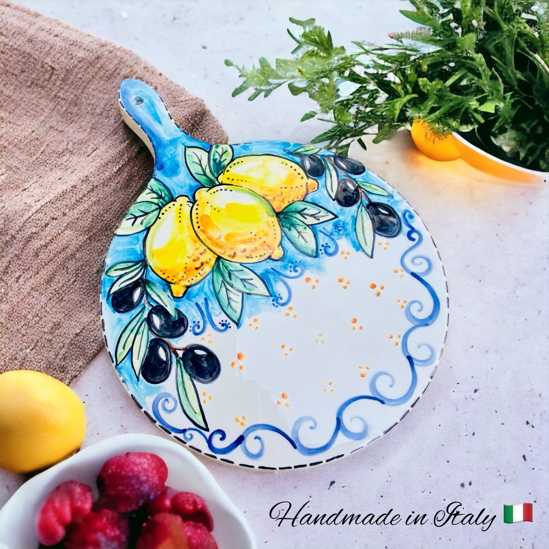 Ceramic Italian Trivet, Hand Painted With Lemons and Olives, Tuscan ...