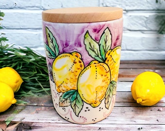 Food canister, Coffee jar, Lemon design, Coffee canister, Made in Italy, Fruit design, Tuscan style, Spice holder, Gift for cook