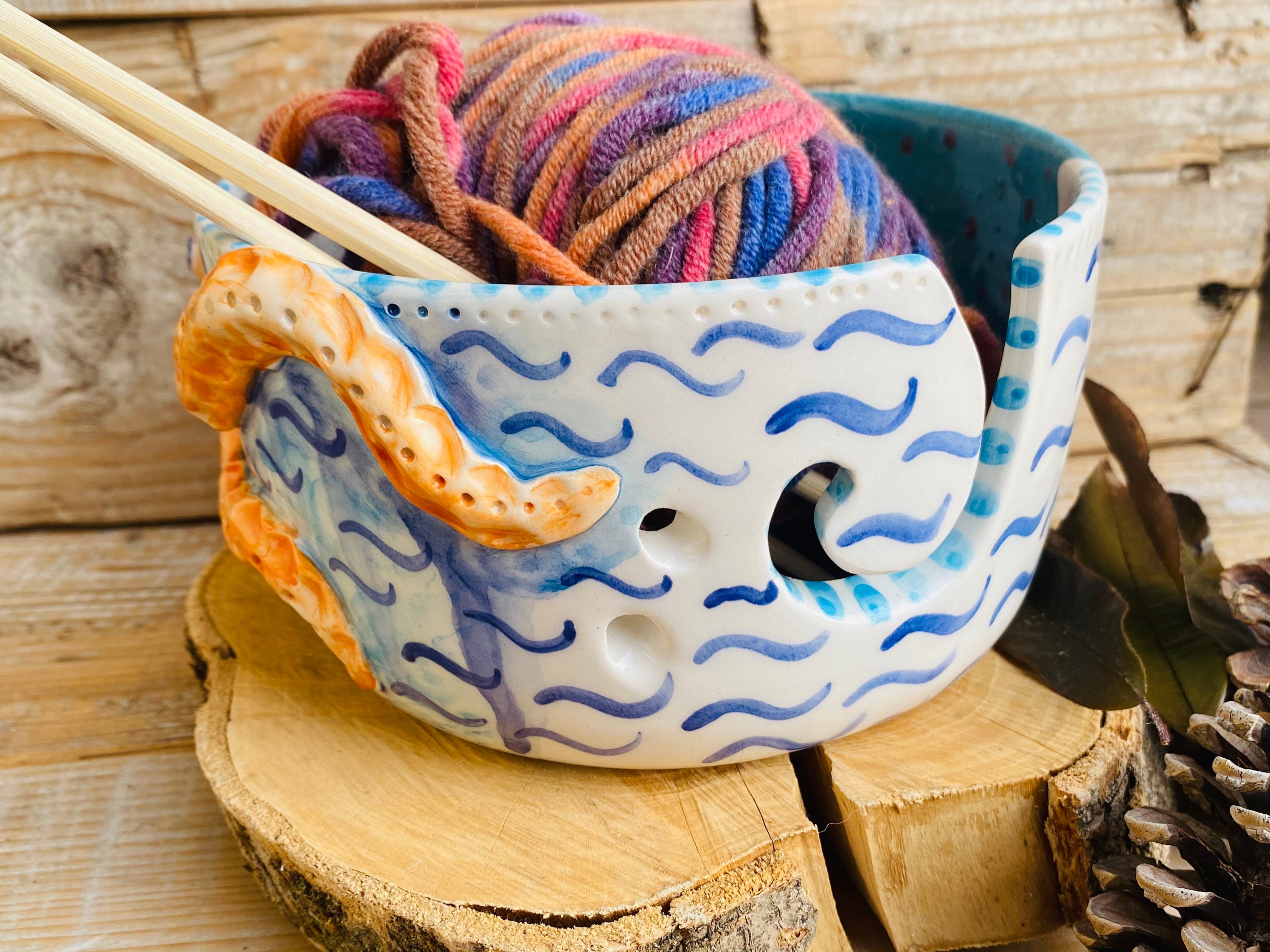 Ceramic yarn bowl octopus yarn bowl pottery yarn bowl Etsy