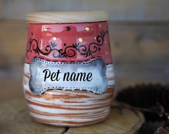 Pet Urn for Ashes, In Loving Memory, Cremation Custom Red Puppy Urn, Rainbow Bridge Gift, Dog Funeral, Bereavement Gift, Dog Loss