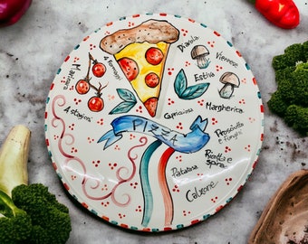 Italian pizza, Pizza plate, Pizza cutting board, Handmade plate, Made in Italy, Cooking gift, Handmade ceramic, Italian platter, Chef tools