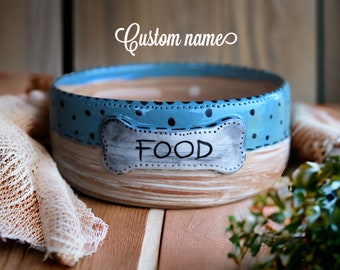 Dog Bowl with Name, Personalized Pet Animal Ceramic Food Dish