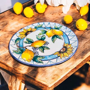 Appetizer Serving Platter with Amalfi Lemons, Made in Italy, Artistic Italian Ceramics, Tuscany Italy, Large Dinner Plate