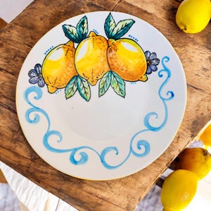Italian Ceramic Plate Set with Amalfi Lemon, Dinner Set Made in Italy, Hand Painted, Newly Married Gift, Kitchen Dish Set