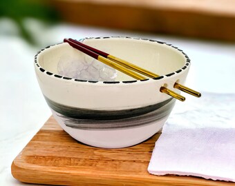 Ramen bowl, Noodle cup, japanese style, Chopstick bowl, Asian cooking, Ceramic bowl, Japanese cuisine, Made in Italy, gift for foodie