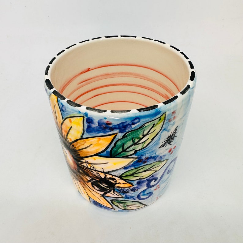 Sunflower Cup, Handmade Mug, Flower Pot, Floral Mug, Florist Gift, Made in italy, Espresso Cups, Tuscan Style, Gift for Coffee Lovers