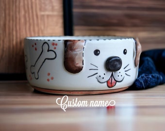 Comedero personalizado para perros, bebedero para animales, comedero de cerámica para mascotas, regalos para cachorros, hecho en Italia, diseño de cara de mascota.