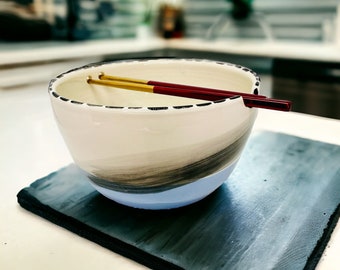 Noodle cup, Ramen bowl, Pho bowl, Bubbles pattern, Chopstick bowl, Asian cooking, Ceramic bowl, Japanese cuisine, Made in Italy, Wabi sabi