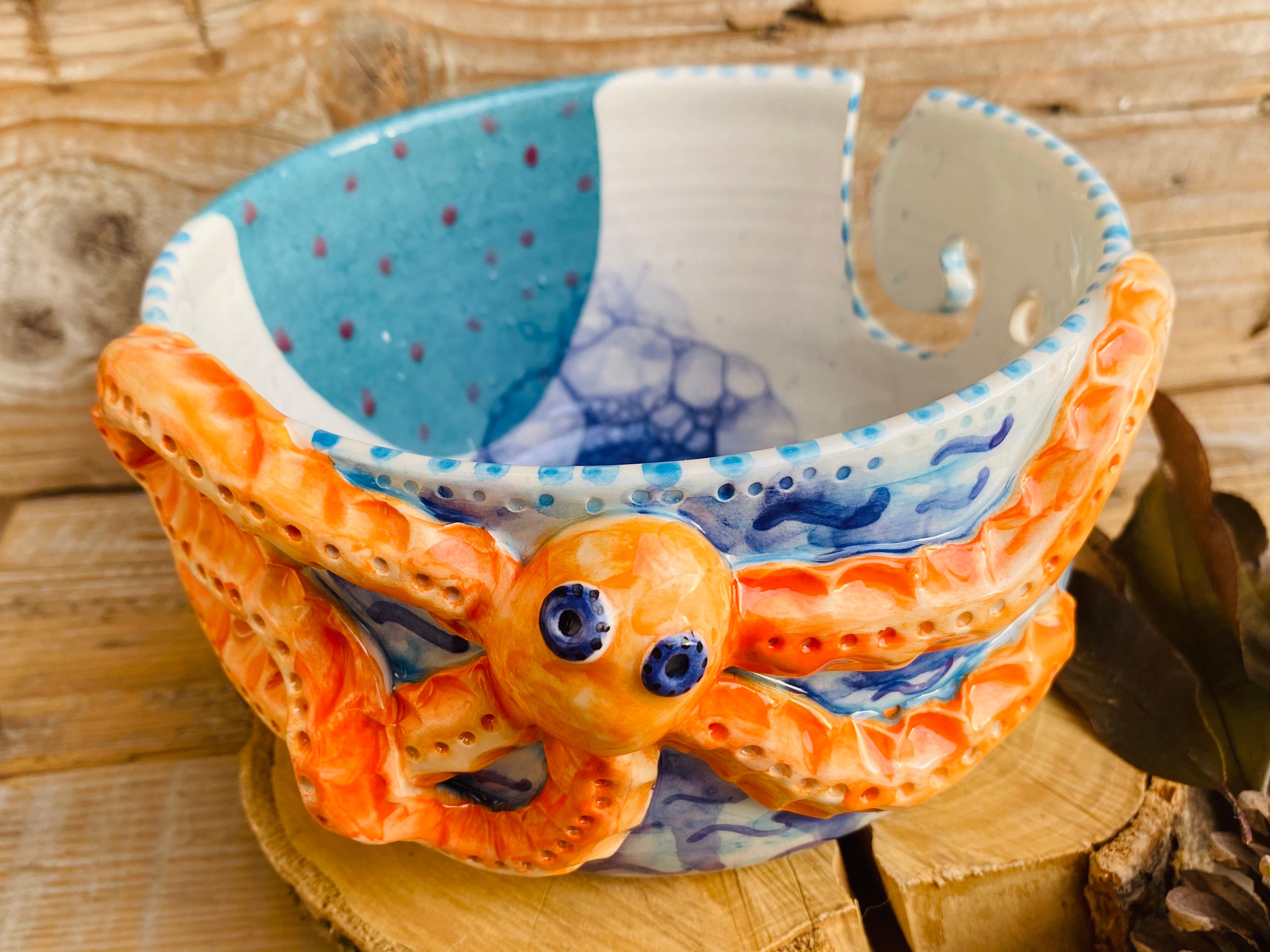 Ceramic yarn bowl octopus yarn bowl pottery yarn bowl Etsy