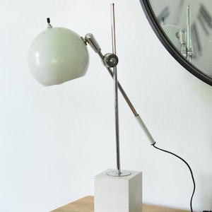 Vtg atomic Mid Century Modern Retro Desk Table Lamp Light Drafting adjustable Eyeball Lamp By Prestige for Marks Lamps - Sonneman Style