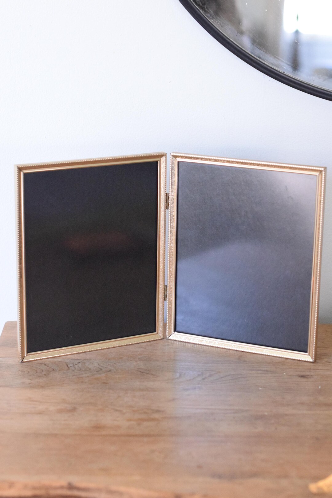 Vintage Double Hinged 8x10 Gold Metal Double Bifold Table Top Picture ...