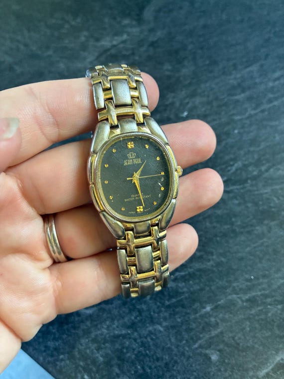 JEAN PAUL Genuine Diamond Black Dial Gold Tone Watch NEW  display picture 1
