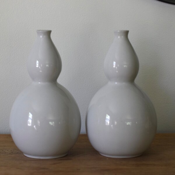 Set of 2 white bubble vases 10.5” tall