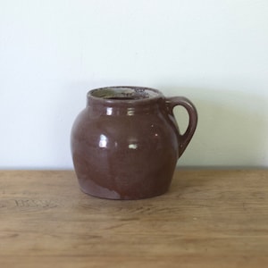 Vintage Brown Stoneware Crock/ Brown Glaze Finish/ 1 Gallon/ Crock Planter/ Primitive Decor/ Rustic Farmhouse/ Country Kitchen/ Folk Art