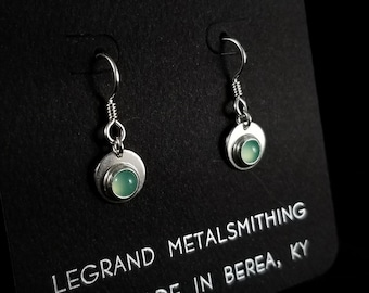 Sterling Silver Chrysoprase Earrings - Spring Green