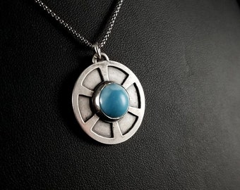 Larimar Art Deco Pendant - Sterling Silver