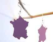 DIY paper earrings, worldwide countries, unique gift idea, wedding favours, custom jewellery, radiant orchid, French, Scottish.