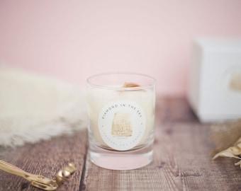 Citrine Crystal Soy Wax Vegan Candle; luxury gift box