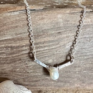 Freshwater pearl sterling silver handmade pendant necklace