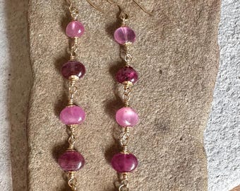 Orecchini pendenti in oro con pietra preziosa rubino fatti a mano