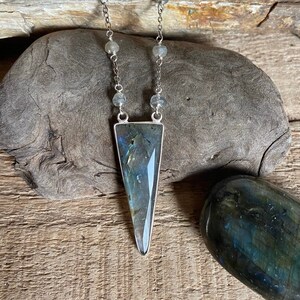 Labradorite gemstone silver handmade pendant necklace