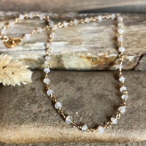 Moonstone gemstone gold choker necklace