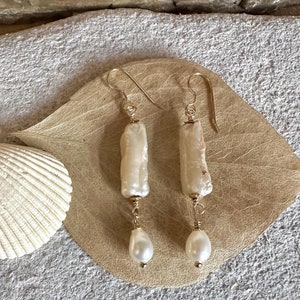Süßwasser Perle Gold Handgemachte baumeln Ohrringe