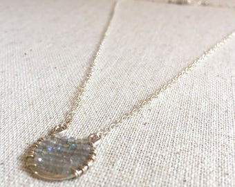 Sterling silver pendant necklace with labradorite gemstone pendant
