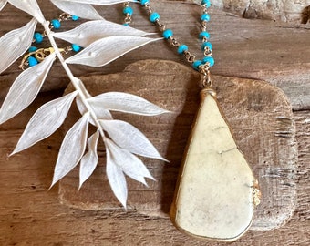 Turquoise gemstone gold pendant necklace