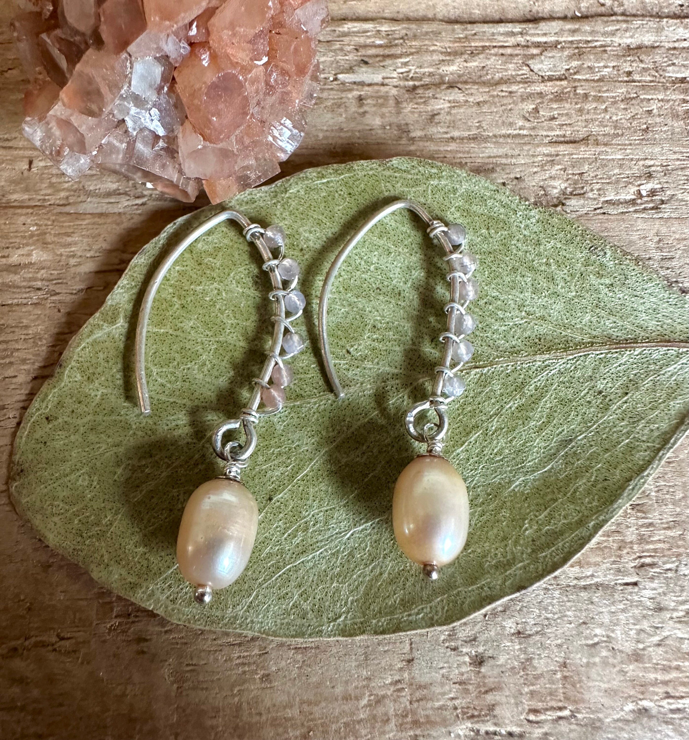Boucles D'oreilles Argent Sterling Avec Perles D'eau Douce - Fait Main