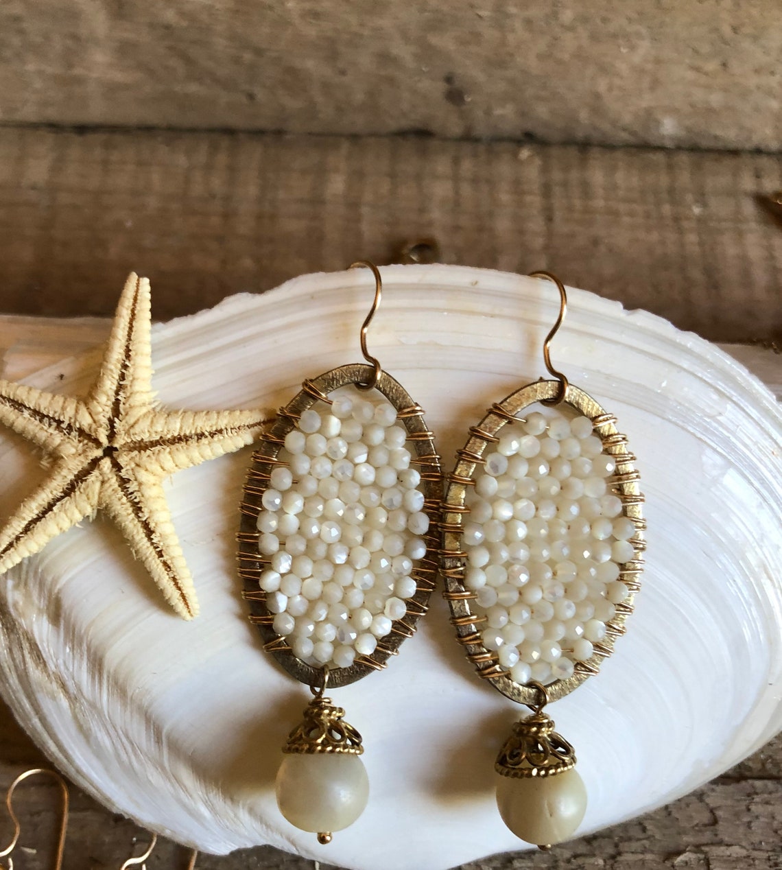 Danielle Gold Statement  Earrings in White Mother-of-Pearl main image 1