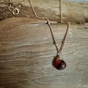 Garnet gemstone silver handmade pendant necklace