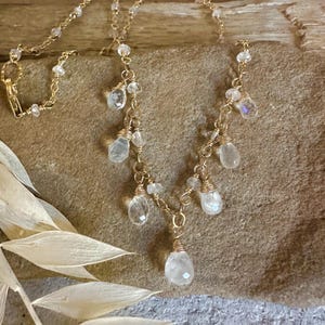 Moonstone gemstone gold handmade pendant necklace