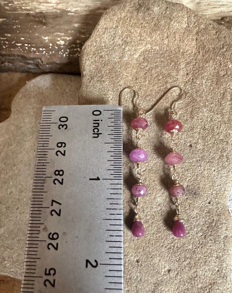 Ruby gemstone gold handmade dangle earrings image 5