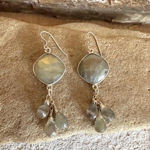 Labradorite gemstone silver handmade dangle earrings