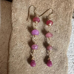 Ruby gemstone gold handmade dangle earrings image 4