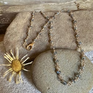 Labradorite gemstone gold handmade choker necklace